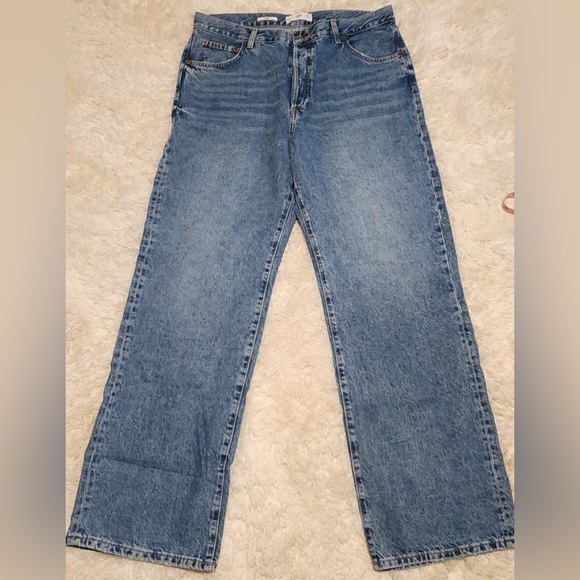 MANGO DENIM MNG KAIA High-rise Wideleg 100% Cotton Women's Jean Sz. 12x32 EUC** - Picture 1 of 11